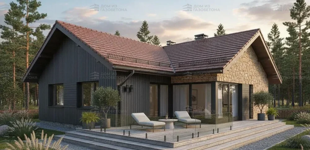 Проект Одноэтажный дом 12 на 13, 107 м2