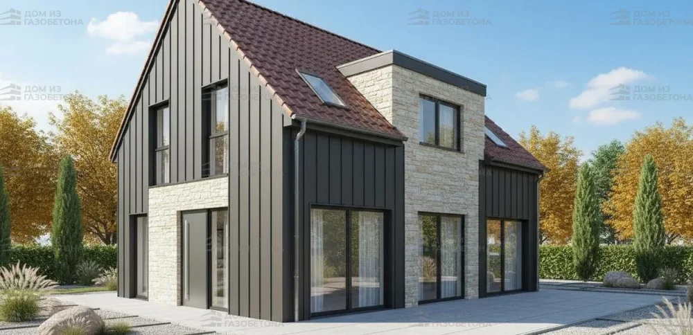 Проект Двухэтажный дом 12 на 12, 78 м2