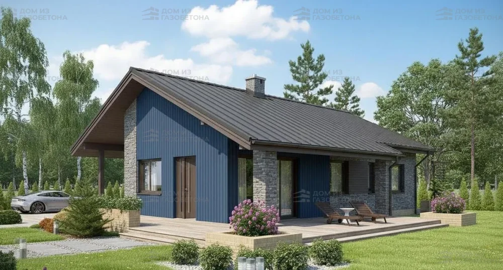 Проект Одноэтажный дом 13 на 11, 100 м2